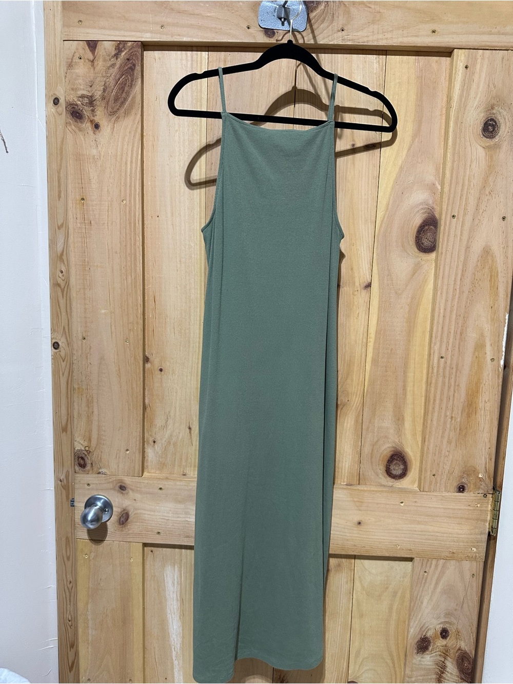 Old Navy Olive Green Slip Midi Dress - Straight Silhouette
